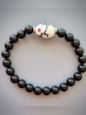 Black Obsidian Handcrafted Bead Bracelet